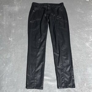 White House Black Market Pants Womens 6 Black The Skinny Moto Coated Pockets